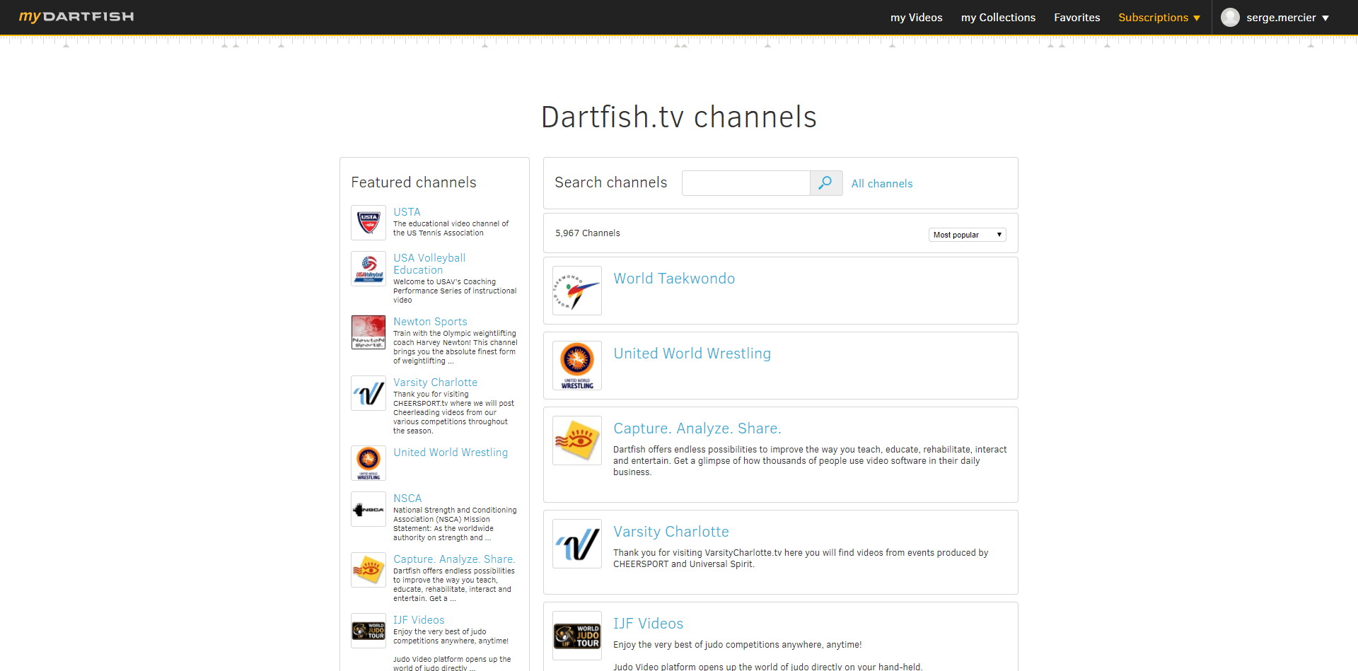 단체 조직을 위한 Dartfish.tv 온라인 동영상 공유 플랫폼